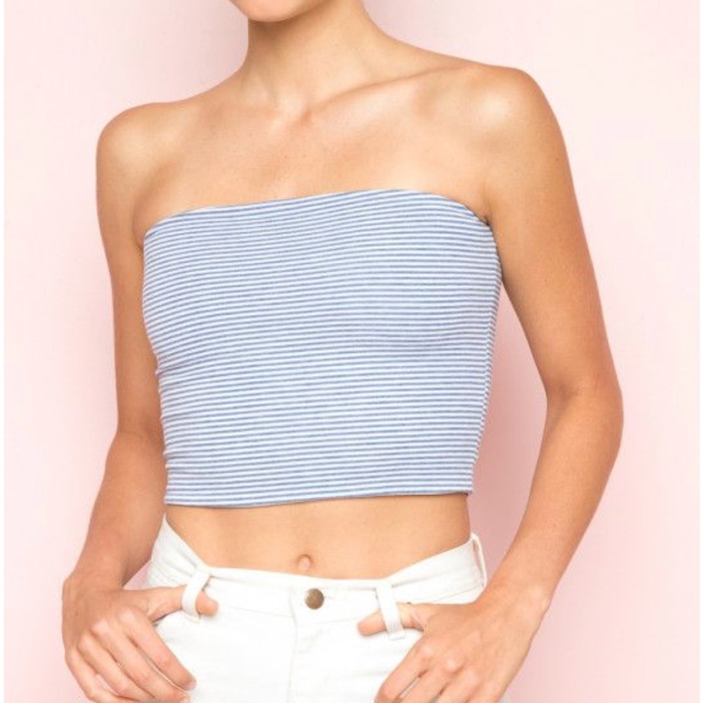 Brandy Melville Navy Blue Striped Tube Top (NEW)